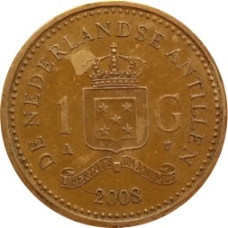 Монета Антильские острова 1 гульден 2008 год