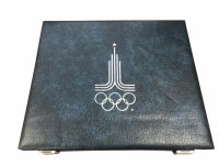 Футляр для набора из 28 серебряных монет СССР «Олимпиада 1980» (цвет:синий)