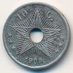 Бельгийское Конго 10 сантимов 1909 год