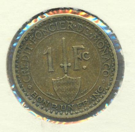 Монако 1 франк 1926 год - Геркулес с луком