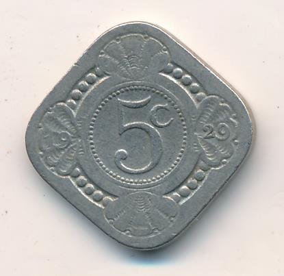 Нидерланды 5 центов 1929 год - Королева Вильгельмина