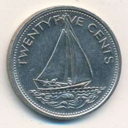 Монета Багамские острова 25 центов 1981 год