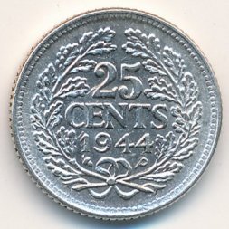 Нидерланды 25 центов 1944 год
