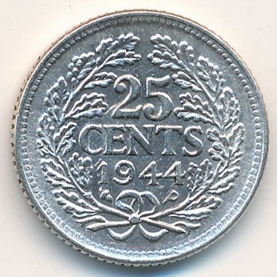 Нидерланды 25 центов 1944 год