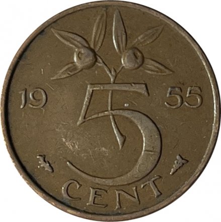 Нидерланды 5 центов 1955 год