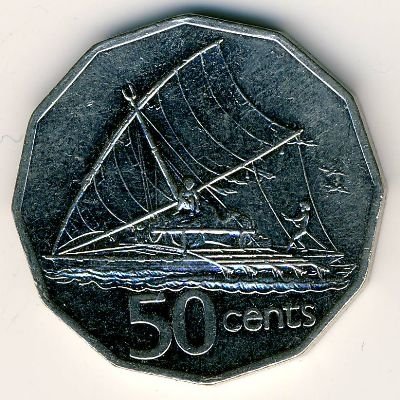 Фиджи 50 центов 1995 год - Каноэ