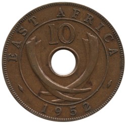 Монета Восточная Африка 10 центов 1952 год