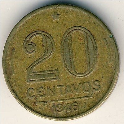 Бразилия 20 сентаво 1946 год