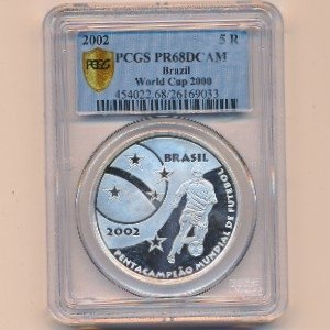 Бразилия 5 реалов 2002 год