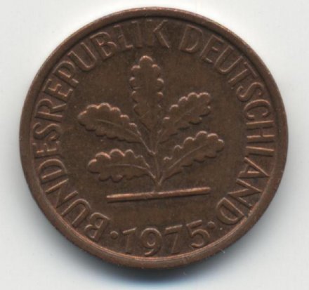 ФРГ 1 пфенниг 1975 год - D