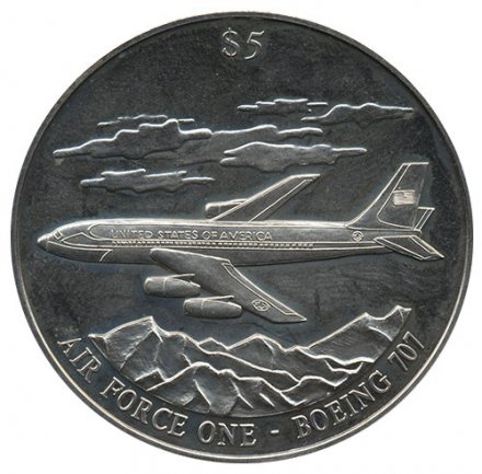 Либерия 5 долларов 2000 год - Борт № 1 - Boeing 707