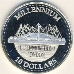Либерия 10 долларов 2000 год - Миллениум
