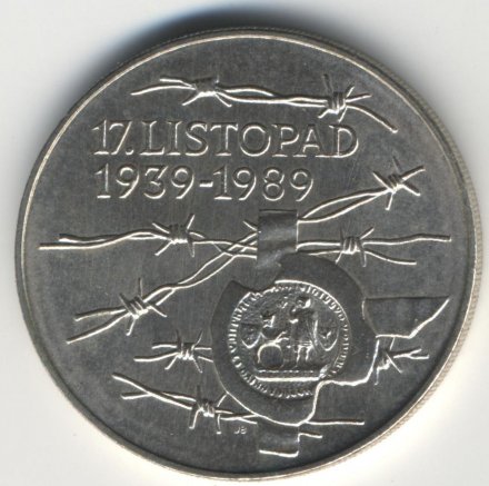 Чехословакия 100 крон 1989 год - События 17 сентября 1939 (Листопад)