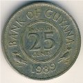 Гайана 25 центов 1989 год