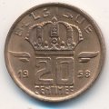 Бельгия 20 сантимов 1958 год