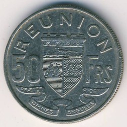 Монета Реюньон 50 франков 1962 год