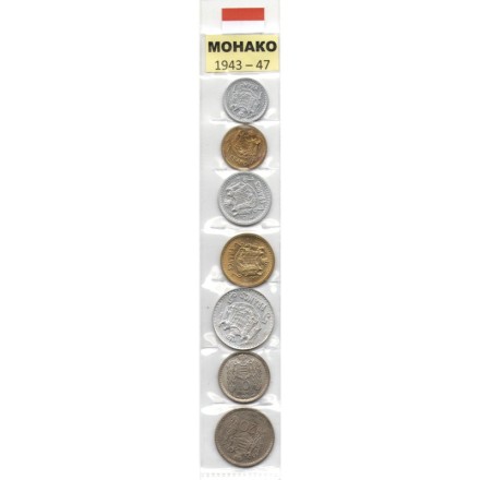 Набор из 7 монет Монако 1943-1947 год