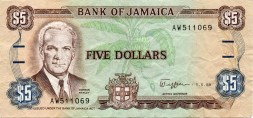 Ямайка 5 долларов 1989 год