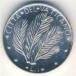Ватикан 1 лира 1974 год