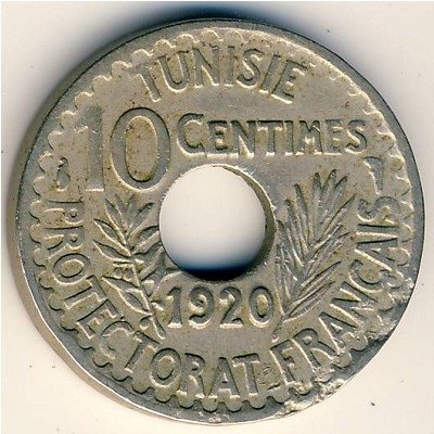 Тунис 10 сантимов 1920 год