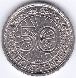 Веймарская республика 50 рейхспфеннигов 1936 год (A)