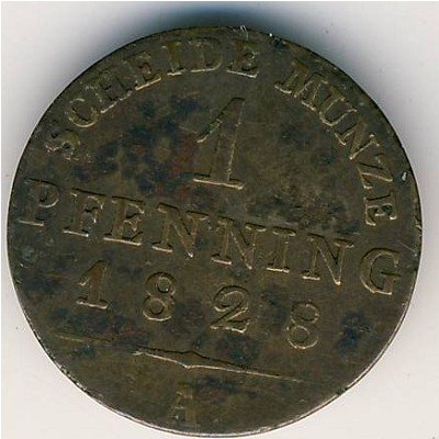 Пруссия 1 пфеннинг 1828 год