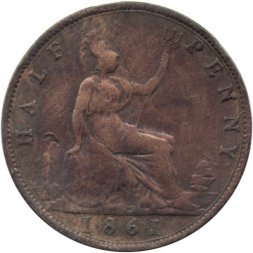 Великобритания 1/2 пенни 1861 год