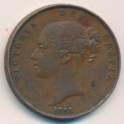 Великобритания 1 фартинг 1858 год