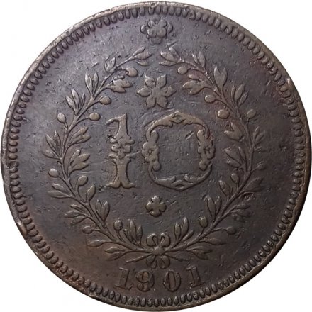 Португалия, Азорские острова 10 реалов (рейс) 1901 год
