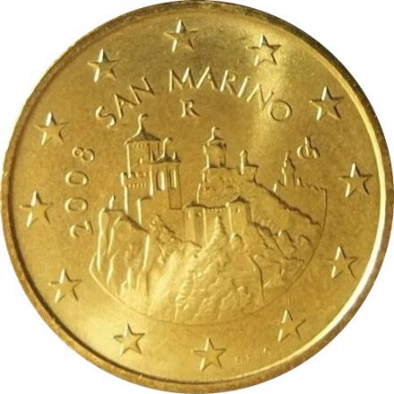 Сан-Марино 50 евроцентов 2008 год - Три башни Сан-Марино