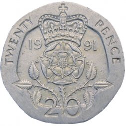 Великобритания 20 пенсов 1991 год