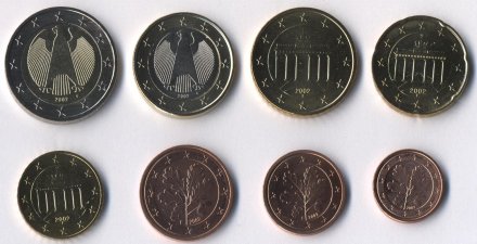 Набор из 8 евромонет Германии 2002 год