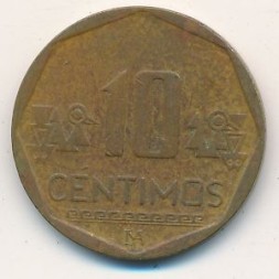 Монета Перу 10 сентимо 2005 год - Герб