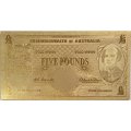Сувенирная банкнота Австралия 5 фунтов 1960 год (золотые) - UNC
