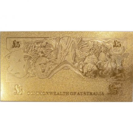 Сувенирная банкнота Австралия 5 фунтов 1960 год (золотые) - UNC