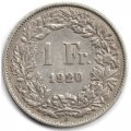 Швейцария 1 франк 1920 год