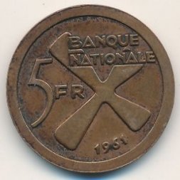 Катанга 5 франков 1961 год