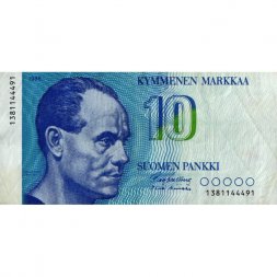 Финляндия 10 марок 1986 год - Олимпийский чемпион, бегун Пааво Нурми - VF