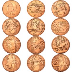 Набор из 12 монет Франция 1/4 евро 2021-2024 - XXXIII Летние Олимпийские игры, Париж 2024