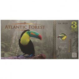 Атлантический лес - 3 доллара 2015 год - Тукан UNC