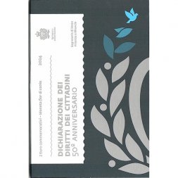 Сан-Марино 2 евро 2024 год - 50 лет Декларации гражданских прав и основополагающих принципов правовой системы