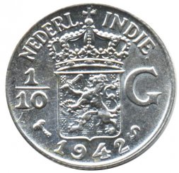 Нидерландская Индия 1/10 гульдена 1942 год